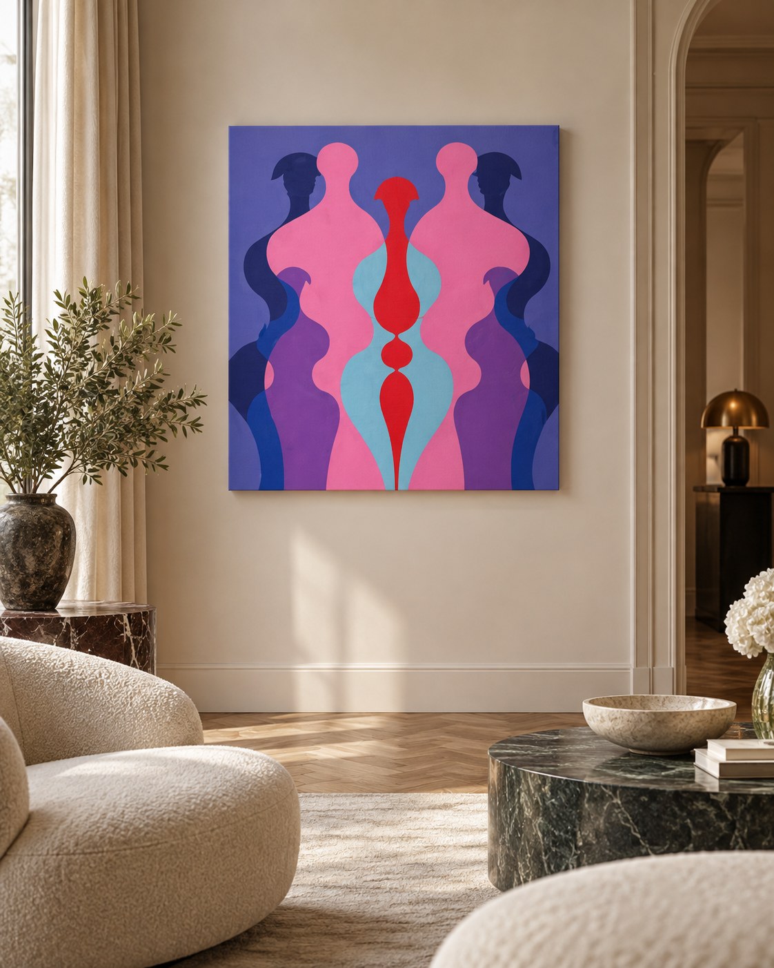 L’ave en rose by Chouaib Chkairi, shown in an interior
